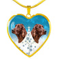 Irish Setter Dog Print Heart Pendant Luxury Necklace