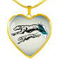 Greyhound Dog Art Print Heart Charm Necklaces
