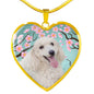 Poodle Dog Print Heart Pendant Luxury Necklace
