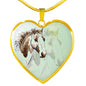 American Paint Horse Watercolor Art Print Heart Charm Necklaces