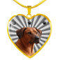 Rhodesian Ridgeback Print Heart Pendant Luxury Necklace