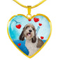 Petit Basset Griffon Vendeen Print Heart Pendant Luxury Necklace
