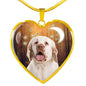 Clumber Spaniel Print Heart Pendant Luxury Necklace