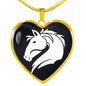 Friesian Horse Vector Art Print Heart Charm Necklaces