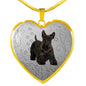 Scottish Terrier Print Heart Pendant Luxury Necklace