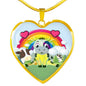 Cute Cow Print Heart Pendant Luxury Necklace