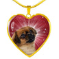 Tibetan Spaniel Print Heart Pendant Luxury Necklace