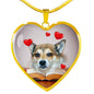Norwegian Lundehund Print Heart Pendant Luxury Necklace
