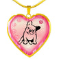 Cute French Bulldog Print Heart Charm Necklaces