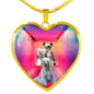 Chinese Crested Dog Print Heart Pendant Luxury Necklace