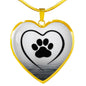 Paws Black Print Heart Pendant Luxury Necklace