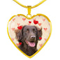Flat Coated Retriever Print Heart Pendant Luxury Necklace