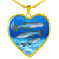 Slender danios Fish Print Heart Pendant Luxury Necklace
