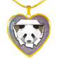 Amazing Panda Vector Art Print Heart Charm Necklaces