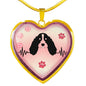 English Springer Spaniel Dog Print Heart Charm Necklaces