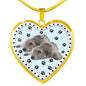 Irish Wolfhound Dog Print Heart Pendant Luxury Necklace