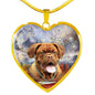 Dogue De Bordeaux Print Heart Pendant Luxury Necklace