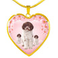 Lagotto Romagnolo Dog Print Heart Pendant Luxury Necklace