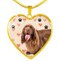 Sussex Spaniel Print Heart Pendant Luxury Necklace
