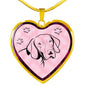 German Shorthaired Pointer Dog Print Heart Charm Necklaces