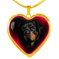 Rottweiler Dog Print Heart Charm Necklaces