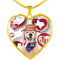 Golden Retriever Print Texas Heart Pendant Luxury Necklace