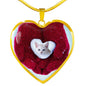 Lovely Burmilla Cat Print Heart Pendant Luxury Necklace