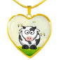 Cute Cow With Butterfly Print Heart Pendant Luxury Necklace