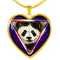 Cute Panda Art Print Heart Charm Necklaces