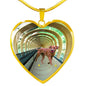 Rhodesian Ridgeback Dog Print Heart Pendant Luxury Necklace