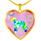 Bedlington Terrier Dog Art Print Heart Charm Necklaces