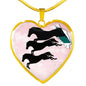 Horse Running Art Print Heart Charm Necklaces