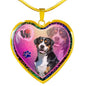 Greater Swiss Mountain Dog Print Heart Charm Necklaces