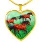 Arabian Horse Art Print Heart Charm Necklaces