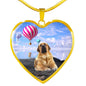 Spanish Mastiff Dog Print Heart Pendant Luxury Necklace