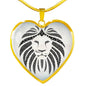Lion Black&White Art Print Heart Charm Necklaces