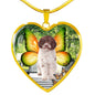 Cute Lagotto Romagnolo Dog Print Heart Pendant Luxury Necklace