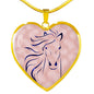 Lovely Horse Art Print Heart Charm Necklaces