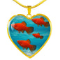 Southern platyfish Fish Print Heart Charm Necklaces