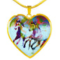 American Quarter Horse Print Heart Pendant Luxury Necklace