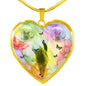 Cute Russian Blue Cat Print Heart Pendant Luxury Necklace