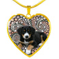 Entlebucher Mountain Dog Print Heart Pendant Luxury Necklace