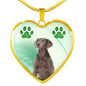Cute Weimaraner Print Heart Pendant Luxury Necklace