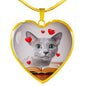 Russian Blue Print Heart Pendant Luxury Necklace