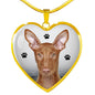 Cute Pharaoh Hound Print Heart Pendant Luxury Necklace