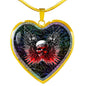 Gun And Skull Print Heart Charm Necklaces