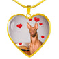 Pharaoh Hound Print Heart Pendant Luxury Necklace