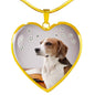 English Foxhound Print Heart Pendant Luxury Necklace