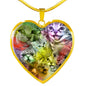 Happy Cats Print Heart Pendant Luxury Necklace