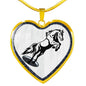 Mustang Horse Art Print Heart Charm Necklaces